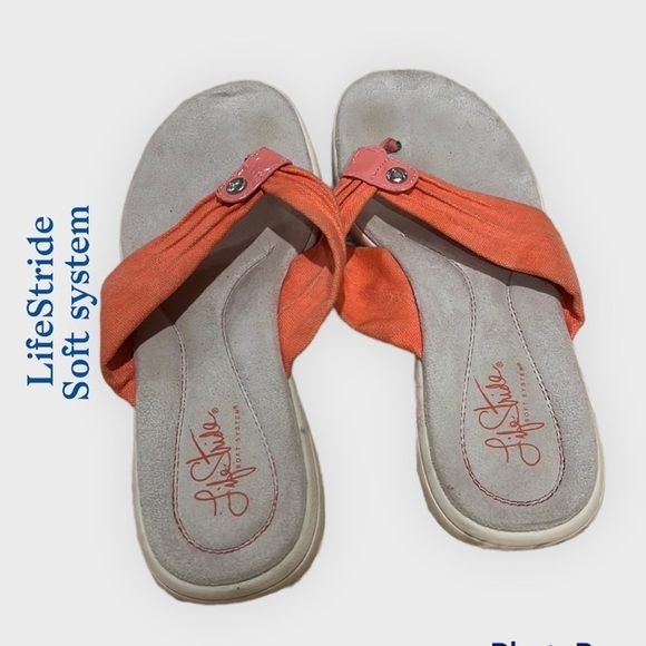 LIFE STRIDE ORANGE/PINK WOMEN SANDALS SIZE 8 - Picture 1 of 8